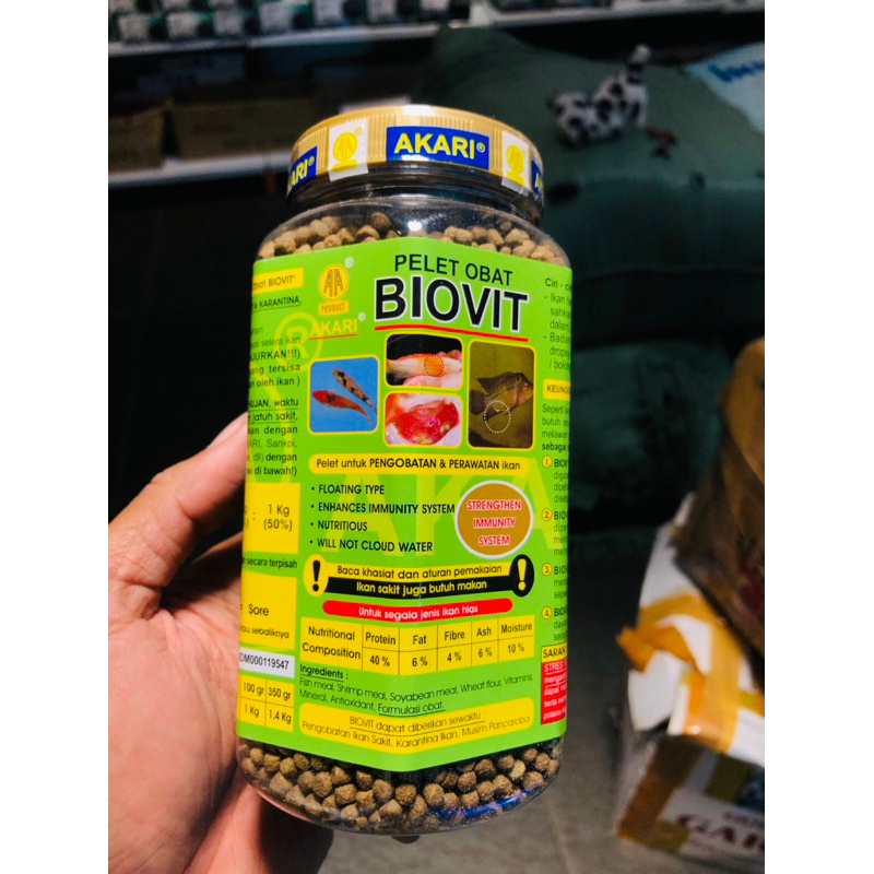 BIOVIT 350gr/ size 2mm/ makanan antibiotik untuk ikan hias dan ikan koi