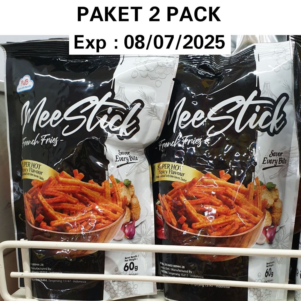 

PAKET 2 PACK Mee Stick French Fries Super Hot Spicy Flavour Pedas 60gr