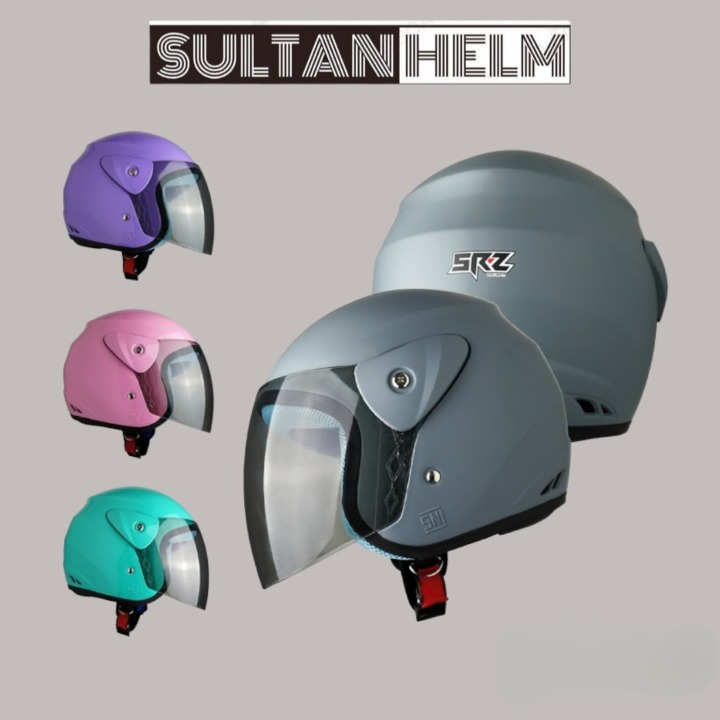 HELM EVOLUTION SOLID POLOS HITAM BLACK GLOSSY HALF FACE MODEL GM EVO