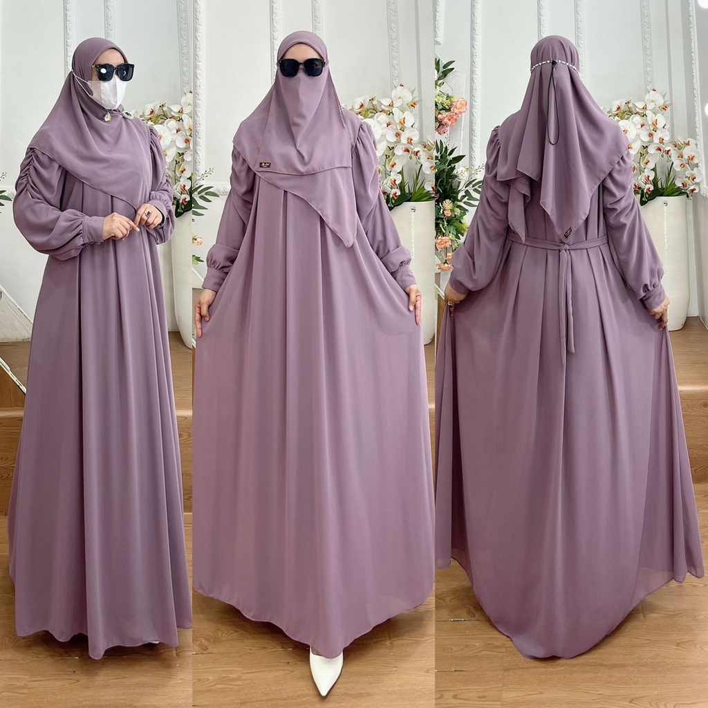 TERBARU Set Dress Syari Kode DEVILA Bahan Ceruty Babydoll Premium by Ory AjeZas Collection