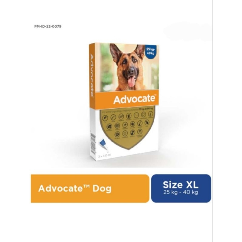 advocate XL extra large dog berat 25 - 40 kg isi 4 ml obat kutu anjing flea larva whipworm hookworm 