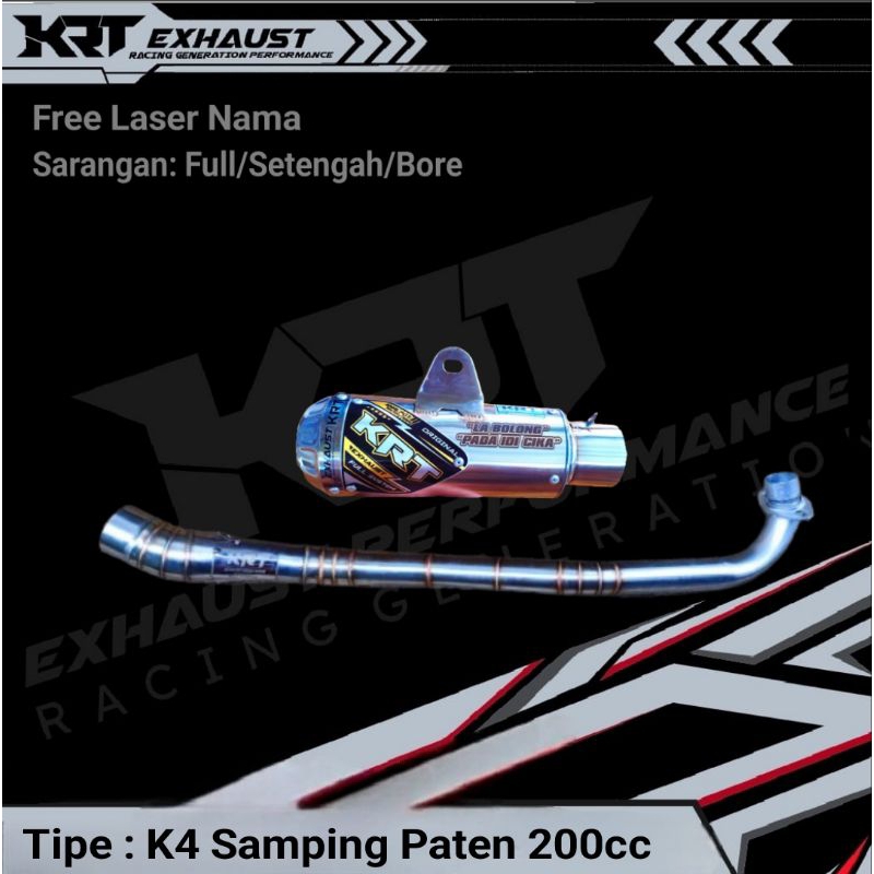 Knalpot Racing KRT K4 Original Samping Paten Anti Bocor Balap Drag Kompetisi 150cc 200cc Bore up Jup