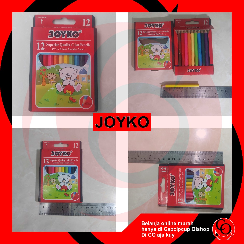 

Pensil Warna Joyko / Color Pencils Joyko / Pensil warna merek Joyko / Pensil Warna 12 warna / Pensil warna Pendek, Panjang / Pensil Warna Murah / Pensil Warna Obral / Cuci Gudang