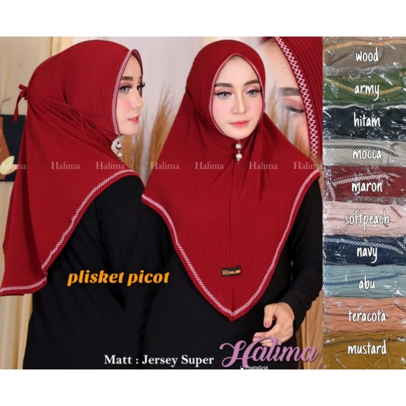 HIJAB INSTAN BERGO PLISKET PICOT / BERGO INSTAN JERSI PLISKET