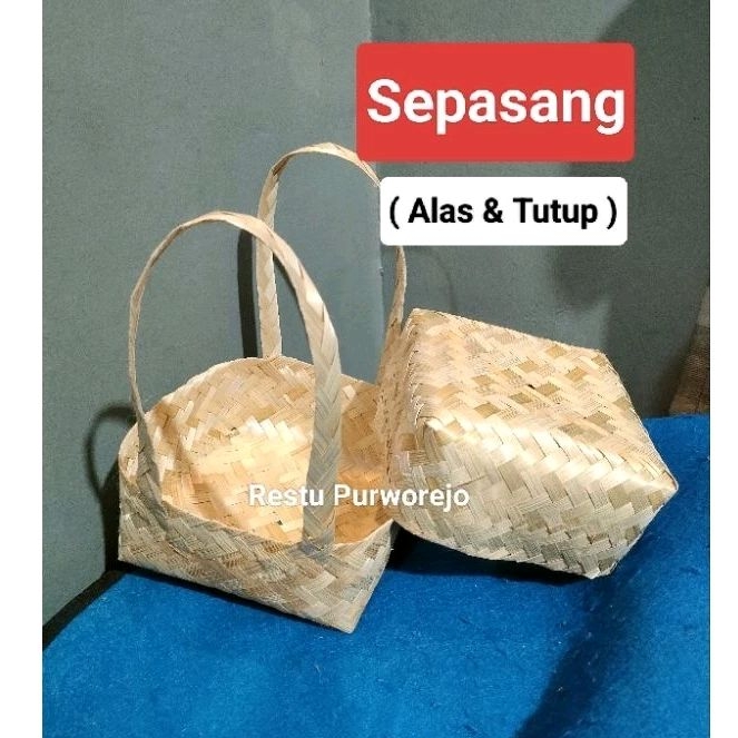 Besek Bambu jinjing 16 x 16 cm