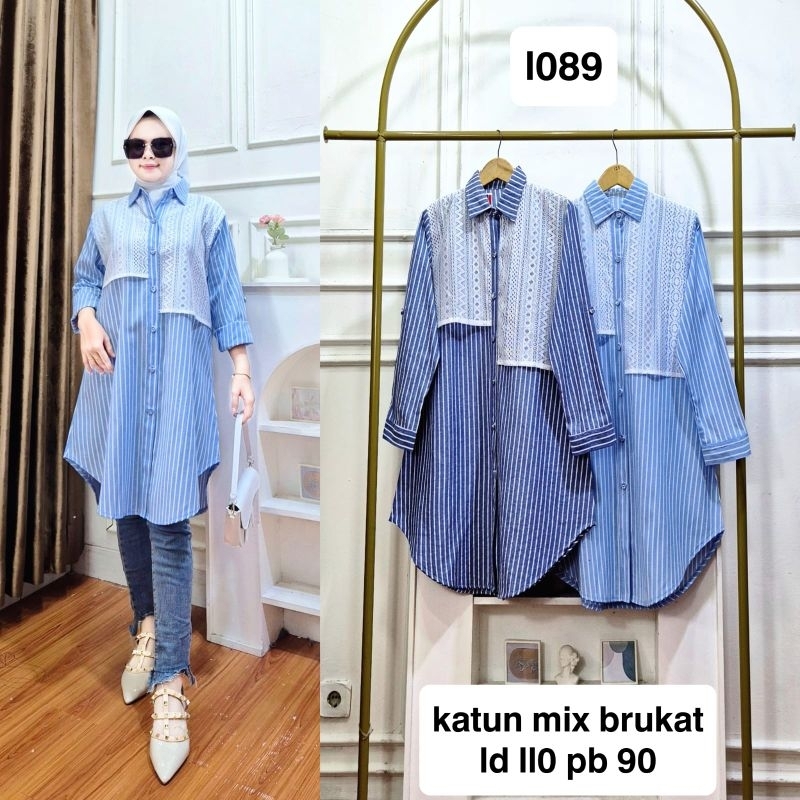 Tunik & Atasan Kemeja Katun Import Salur Rompi Brukat Keren New FeLlA#1089 #1090