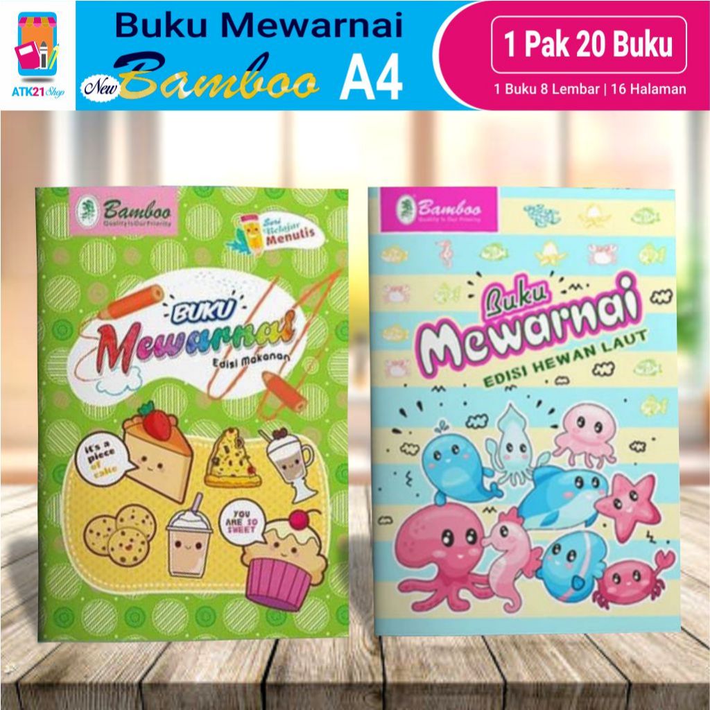 

BAMBOO - New Coloring Book Buku Mewarnai Anak A4 8 Lembar pack Isi(20 buku) - Ukuran(25x30cm)
