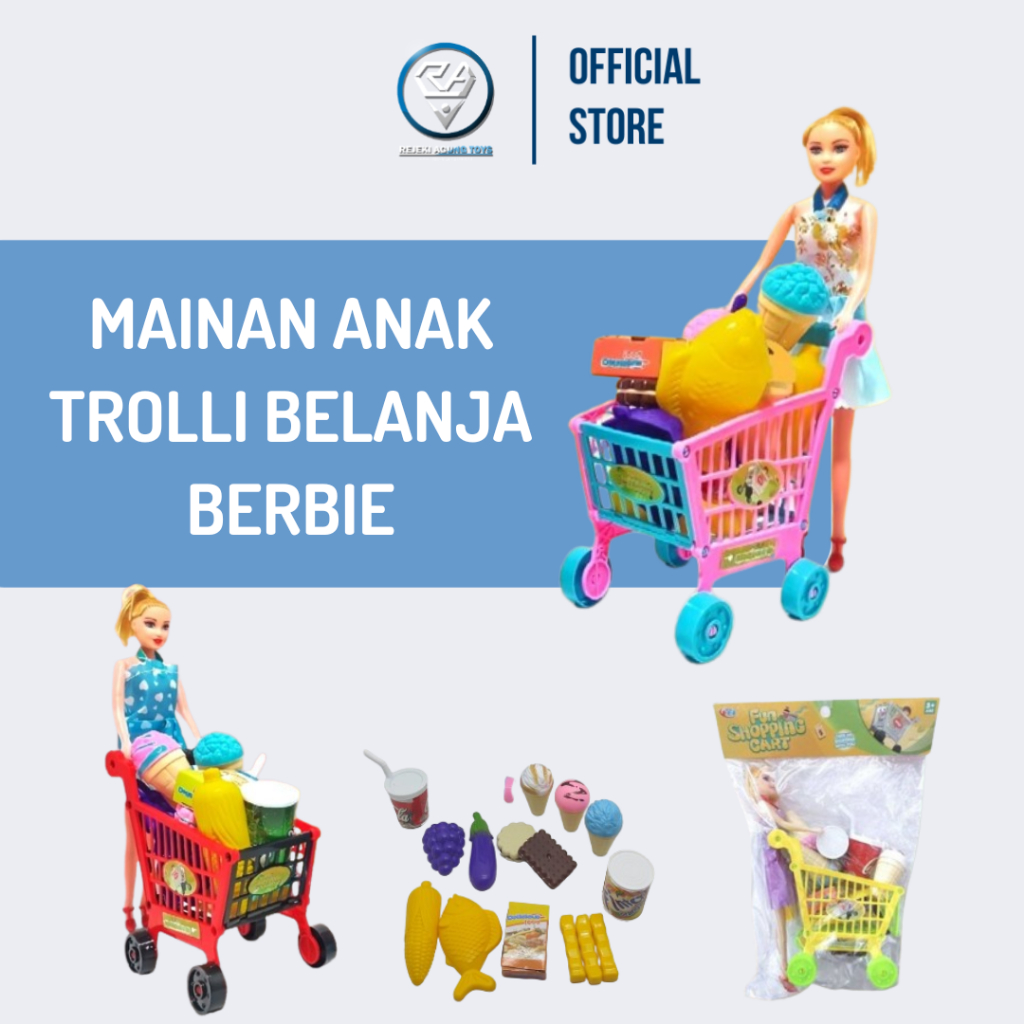Mainan Anak Perempuan Keranjang Belanja Berbie  / Shopping Fun Shopping Cart Plastik FB 801 Murah