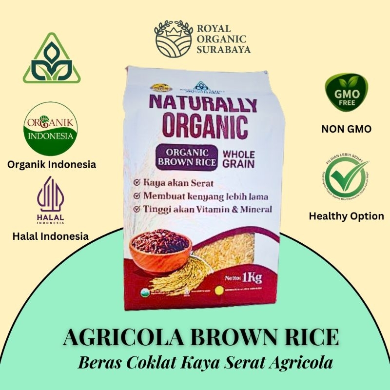 

Beras Coklat Organik Agricola,Kaya Serat,Kemasan Vakum 1kg