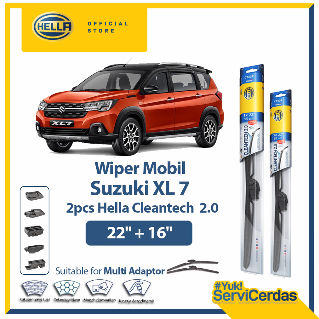 Wiper Mobil SUZUKI XL7 22” + 16” (2pcs) - HELLA Cleantech 2.0