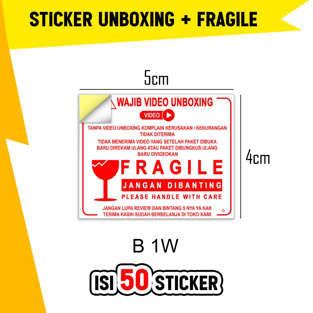 

Sticker Unboxing isi 50pcs / Sticker Fragile