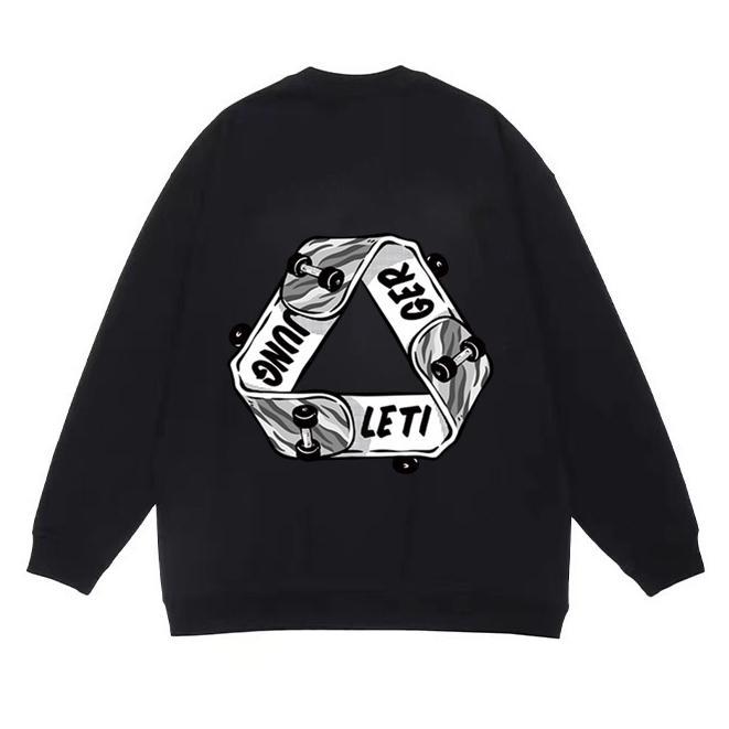 BIG SIZE Sweater Hitam Pria Triangle Switer Wanita Oversize Kaos Korean Style Sweater Oversize Crewn