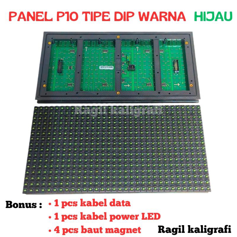 Panel modul LED P10 Running text DIP Hijau outdoor - Panel Led p10 dip hijau outdoor