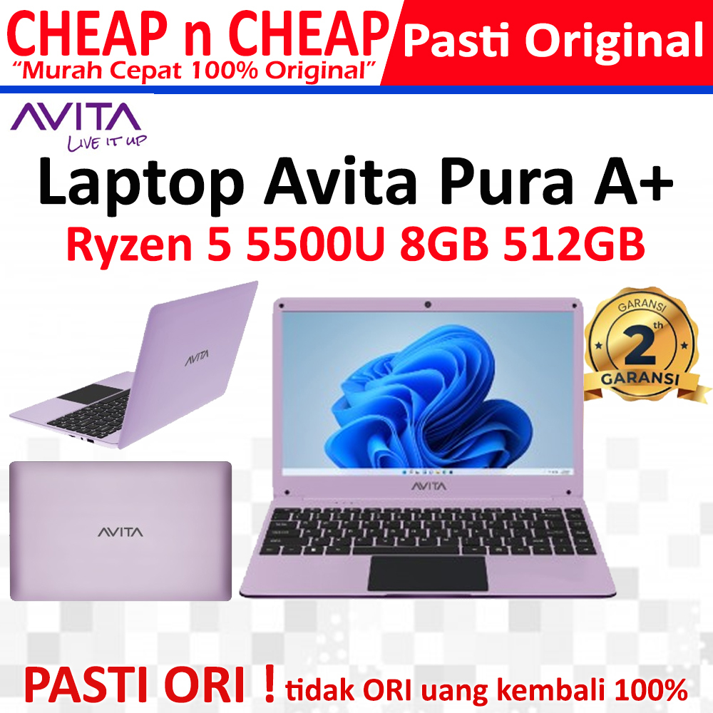Avita Pura A+ Ryzen 5 5500U 8GB 512GB 14 Inch Laptop Notebook setara core i5