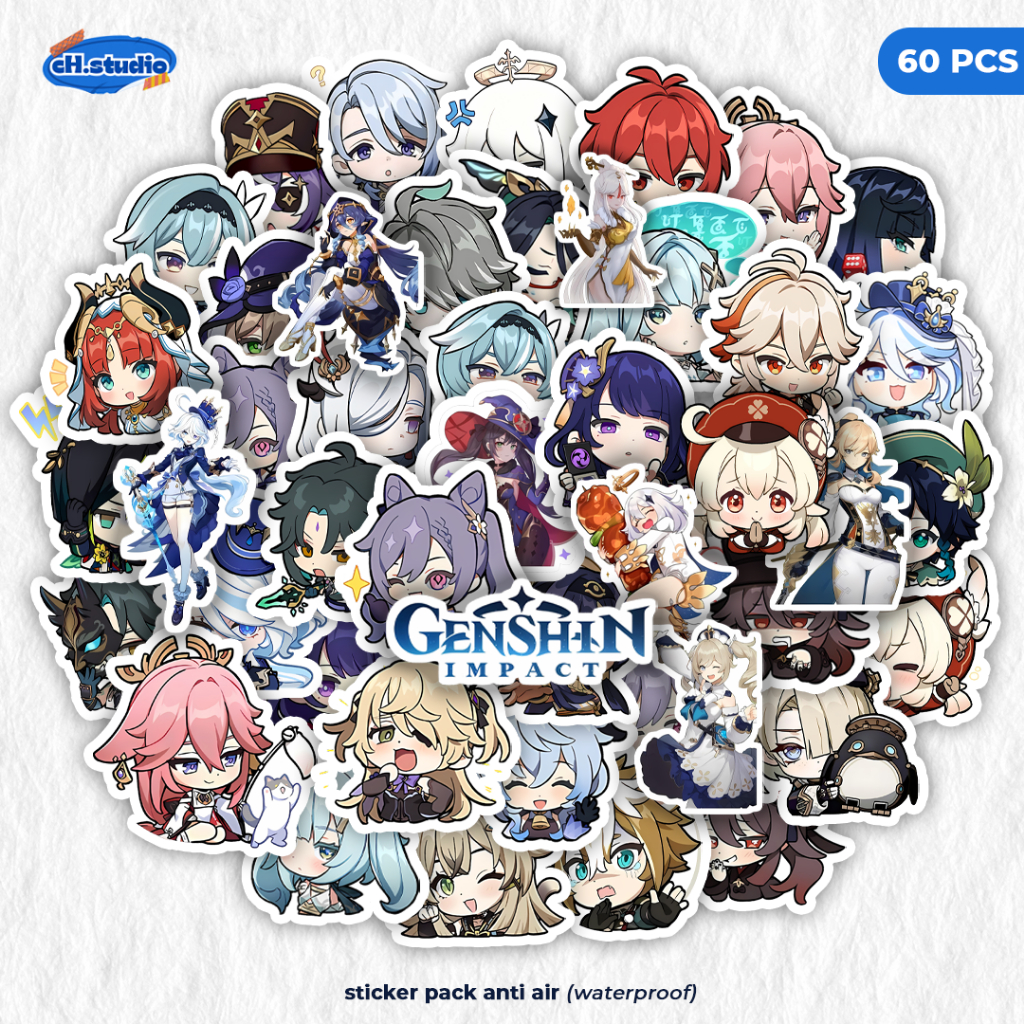 

Stiker Pack 60 PCS Anime GENSHIN IMPACT Aesthetic Vinyl Tahan Air Waterproof untuk Sticker Laptop - Casing - Buku Diary