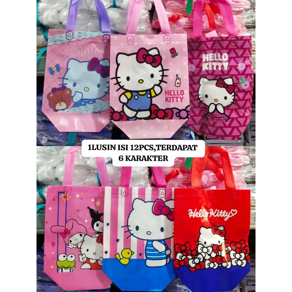 

RN 1 Lusin ( isi 12 pcs ) Tas Spunbond Laminasi 21x22x11 Lipat Samping & standing / Tas Serba Guna
