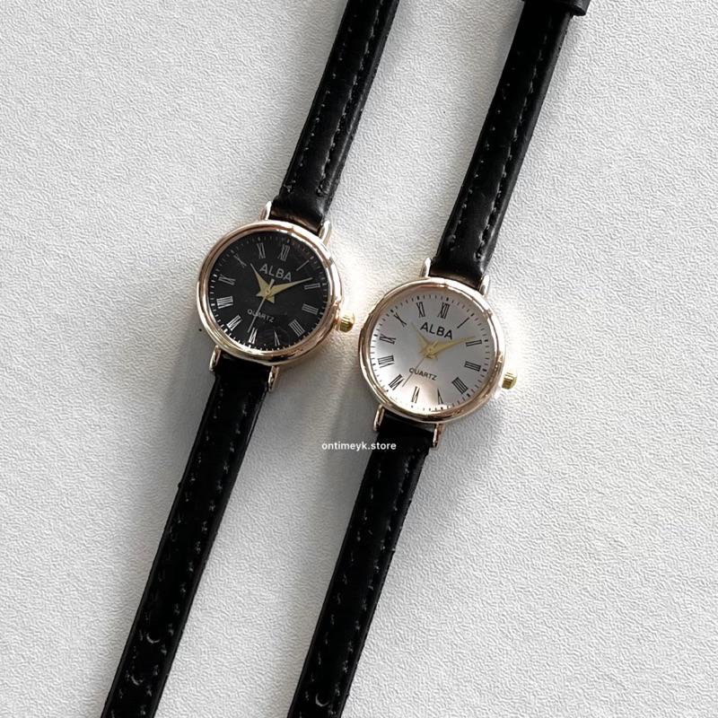 Jam Tangan Wanita Kulit Mini Analog Retro Bulat