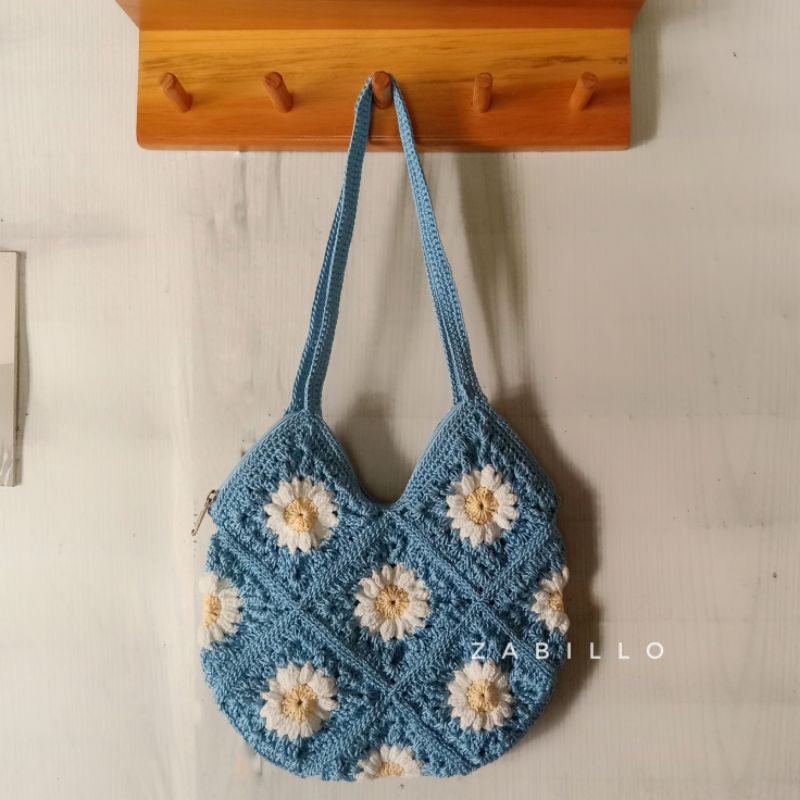 Zabillome Totebag Daisy Tas Rajut Bunga Daisy Tas Rajut Handmade