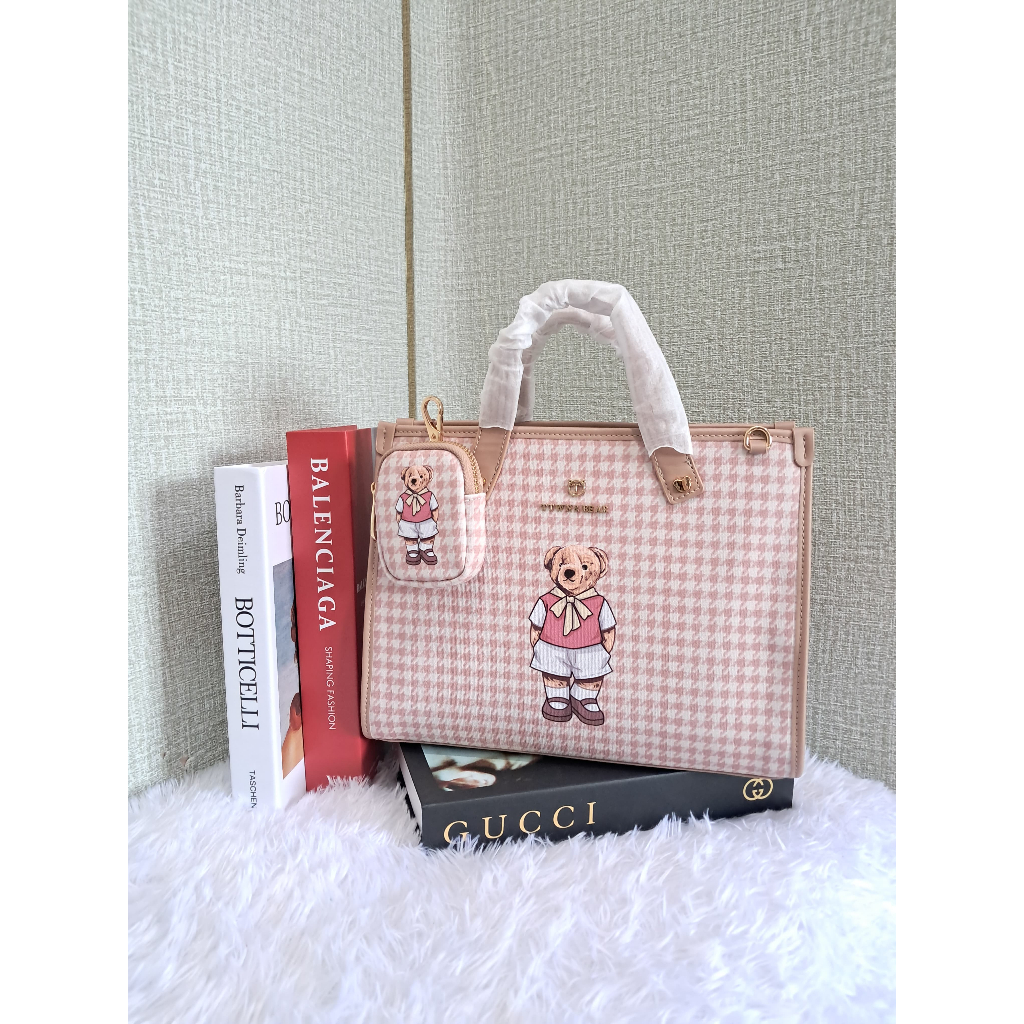 TTWN BEAR ORIGINAL TN3601 TOTE BAG PINK - TAS TOTE TERBARU - TTWN
