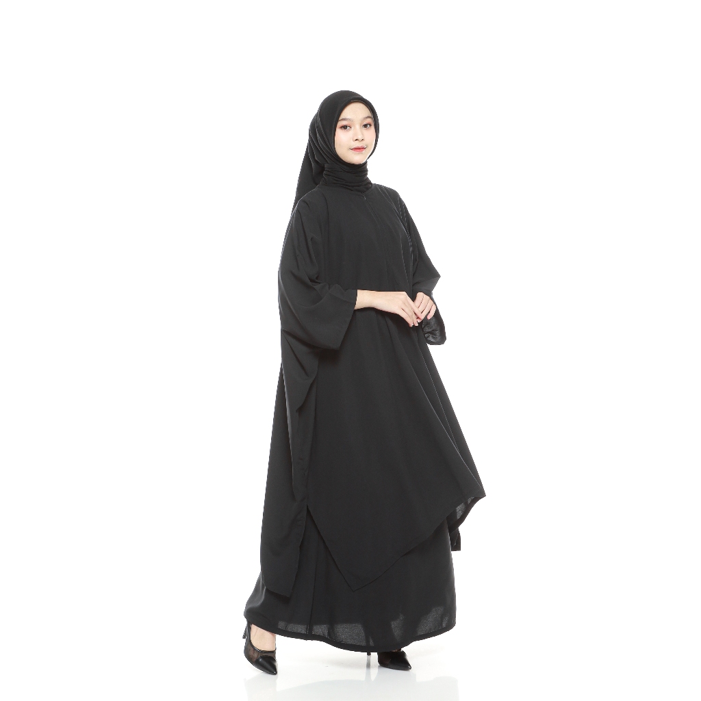 Elzein Tunik One Set Wolfis Premium Hitam / Tunik Melayu / Tunik Rok Syar'i