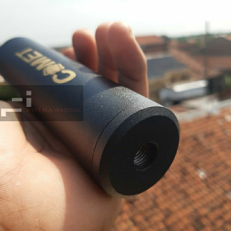 Peredam comet od 38 panjang 14cm  pendek mini  silencer pcp uklik  Senter Senyap  warna hitam pasir 