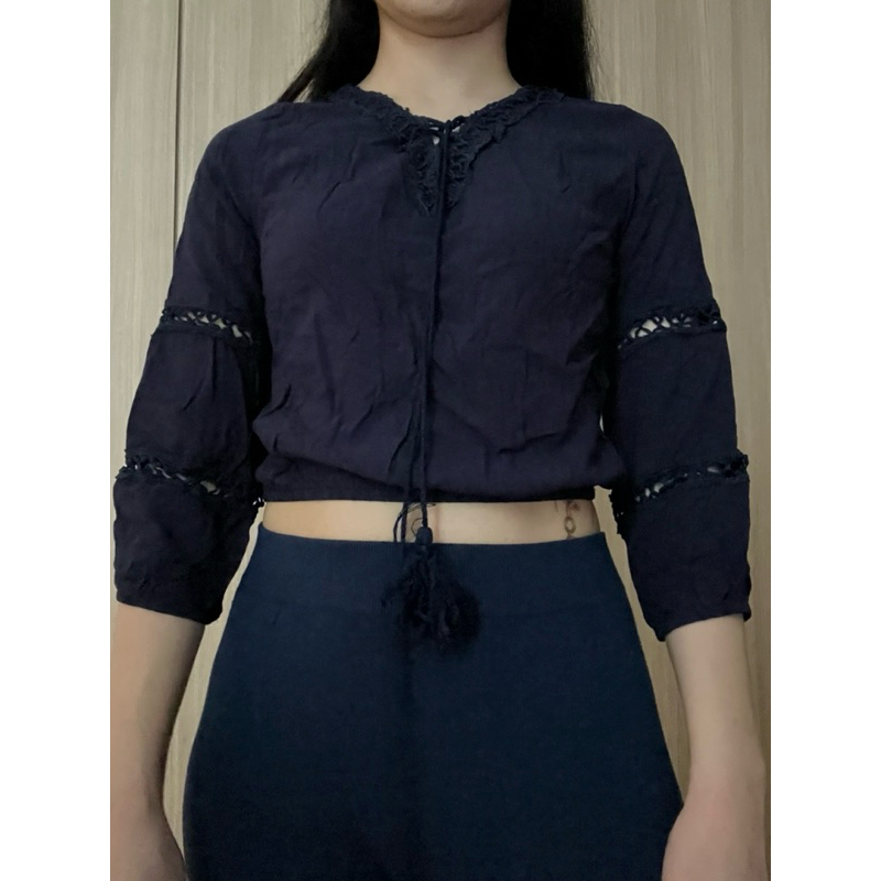 preloved navy blouse