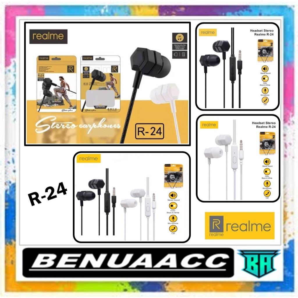 (ba) HF HEADSET REALME R 24 STEREO BASS  - HANDSFREE HF REALME R-24 SUPER BASS STEREO