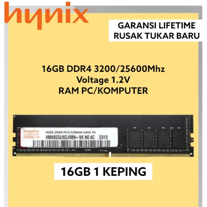 RAM PC SK HYNIX DDR4 16GB PC25600 3200MHZ