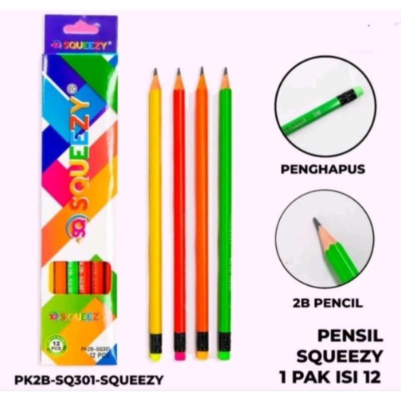 

{12pcs} Pensil 2B Squeezy Pensil Komputer 2B Pensil Penghapus Pensil Eraser