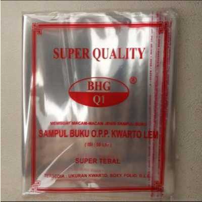 

SAMPUL BUKU PLASTIK OPP UKURAN KWARTO MODEL LEM ISI 20. TEBAL DAN MURAH