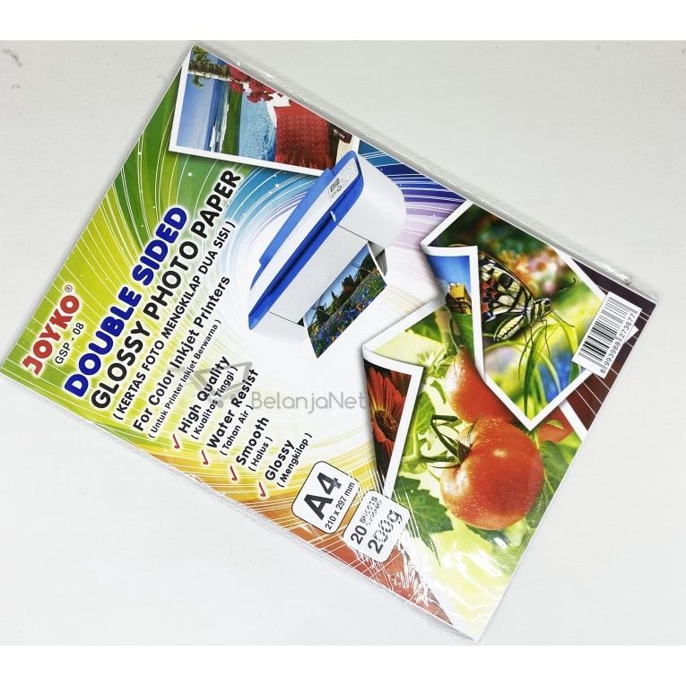 

Potongan Kertas Foto Mengkilap Glossy Photo Paper 2 Sisi Joyko GSP8 2 Lembar