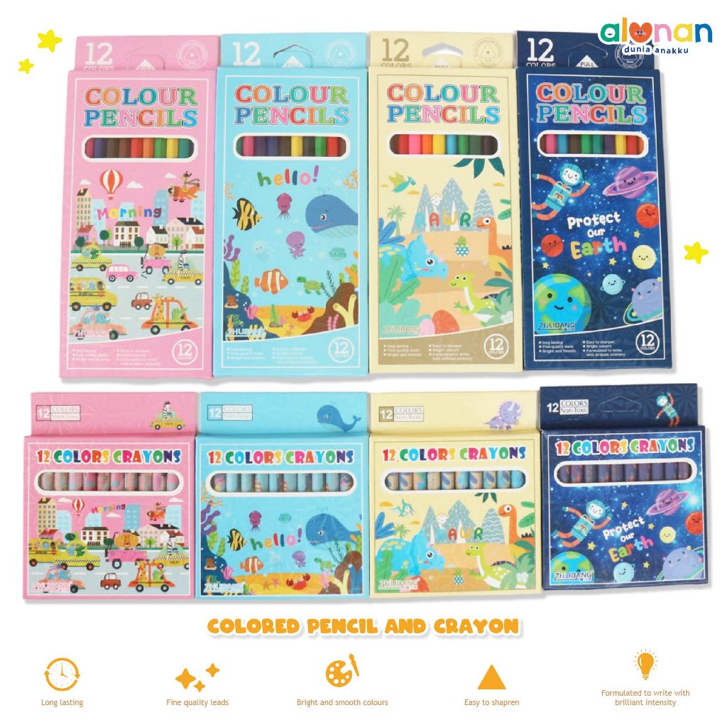 

ALUNAN Kids Color Pencil & Crayon - Pensil Warna Anak | Krayon