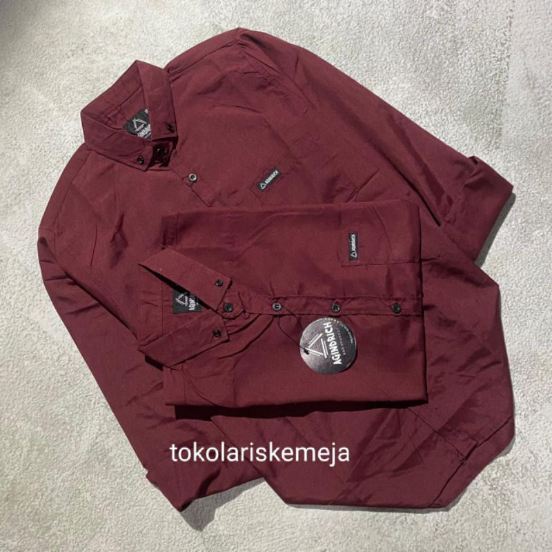 KEMEJA POLOS MERAH BURGUNDY PRIA