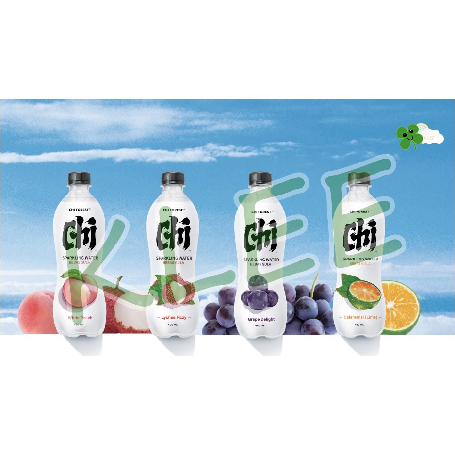 

[4 VARIAN] CHI Forest Sparkling Water White Peach Lychee Fizzy Calamansi Lime Grape Delight - Minuman Soda Bebas Gula - Minuman 0 Sugar 0 Kalori 0 Fat 480ml