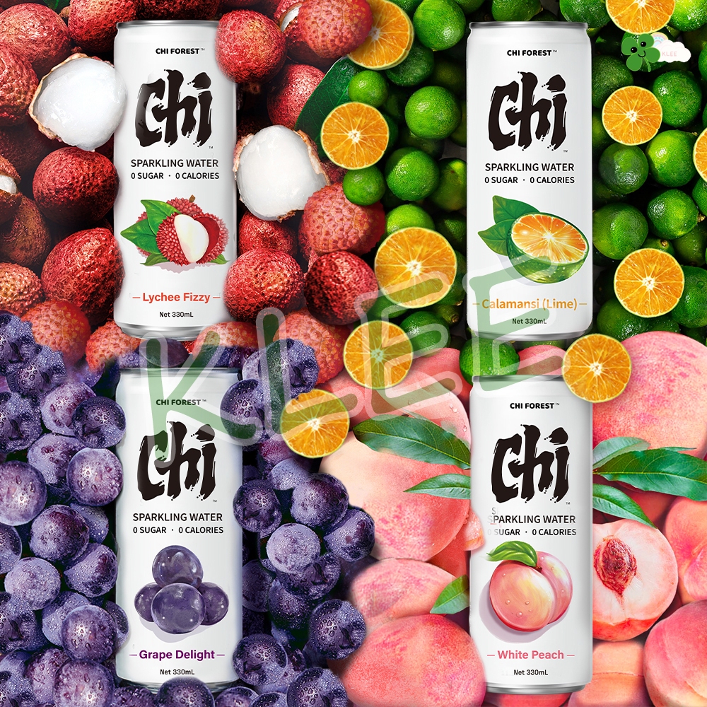 

[4 VARIAN] CHI Forest Sparkling Water White Peach Lychee Fizzy Calamansi Lime Grape Delight - Minuman Soda Bebas Gula - Minuman 0 Sugar 0 Kalori 0 Fat 330ml