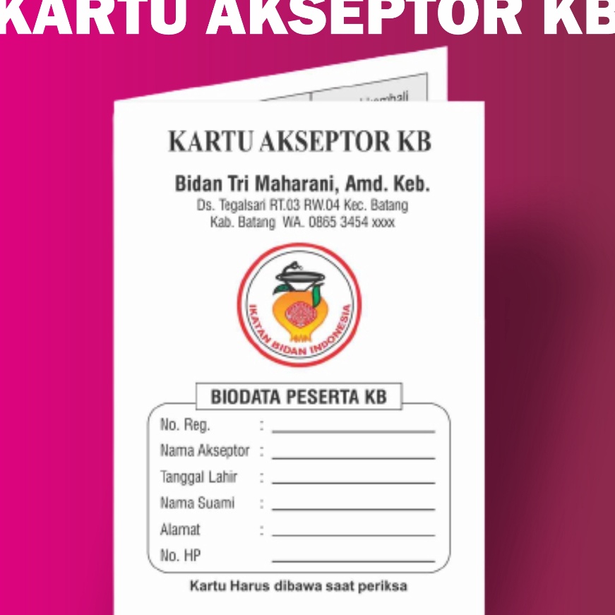 

KP8 KARTU KB Kartu Akseptor KB MURAH isi 1 lbr Zain Grafika
