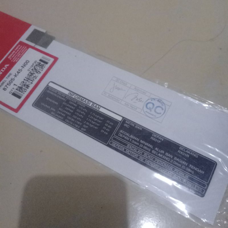 sticker stiker logo label tulisan tekanan ban label tire cb 150r k15G cb 150r k15M cbr 150r k45G cbr