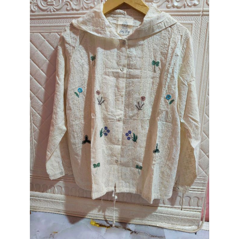 LADYSHOP HOODIE BORDIR BUNGA HARAJUKU