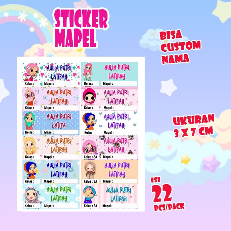 

Sticker Mapel/label buku pelajaran sekolah bisa custom nama