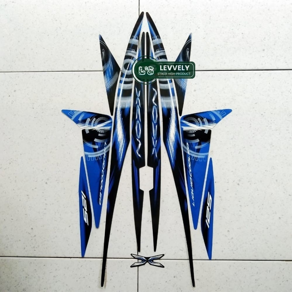 STIKER STRIPING LIS BODY MOTOR YAMAHA XEON KARBU 2012 BIRU