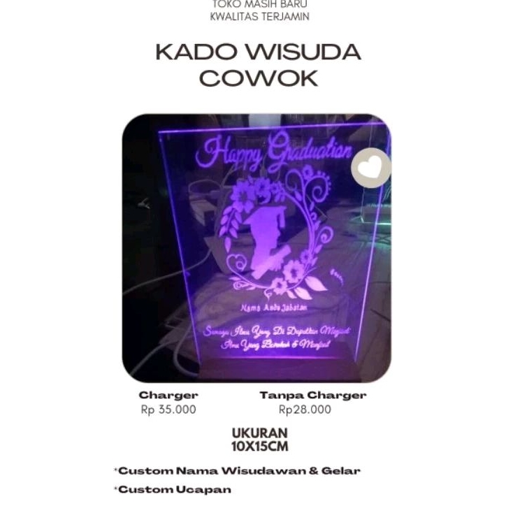 Kado Wisuda Cowok/Kado Lampu hias wisuda/Lampu led3d/ Lampu tidur Wisuda /Hampers Wisuda /lampu Ukir