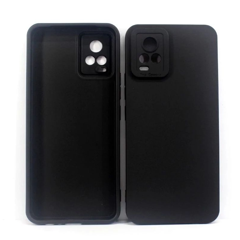 SLICON/CASE FULL BLACK VIVO V20 -V20 SE -V21 -V21E TPU CANDY CASE PRO PELINDUNG CAMERA HITAM POLOS