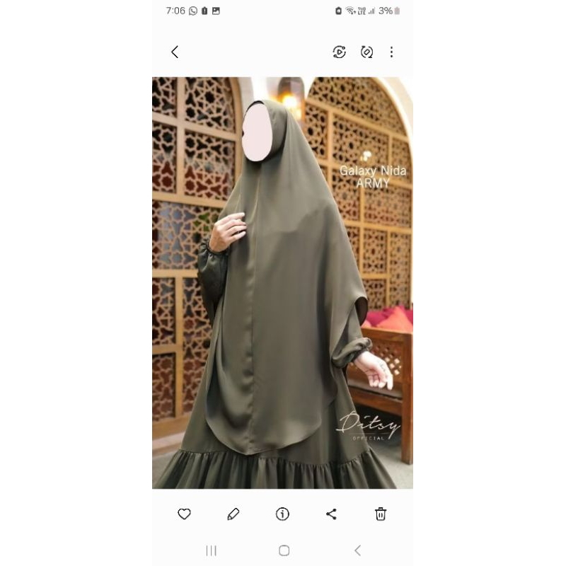 New With Tag Khimar ditsy Long haala army green