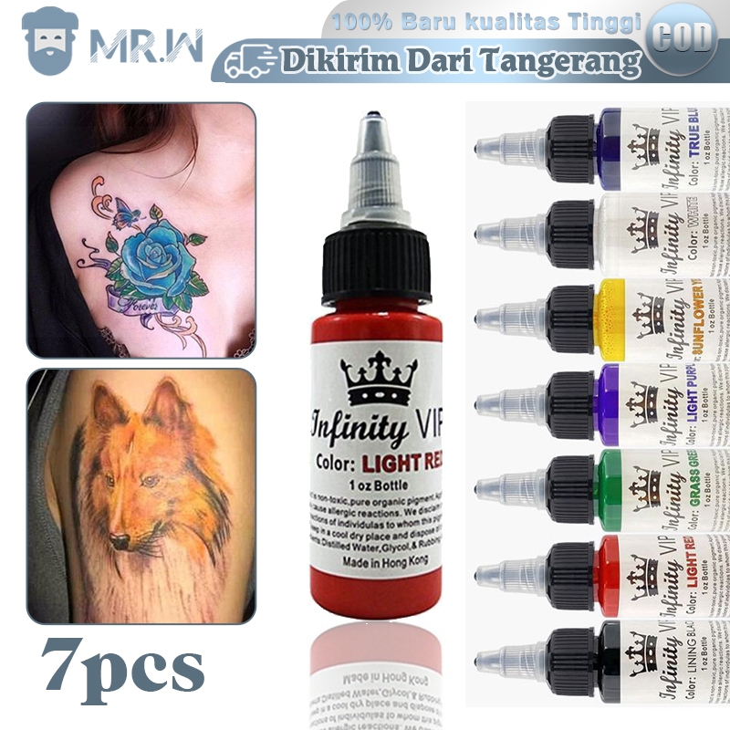 7 Warna 30ml Tinta Tato Set Ink Tato Pigmen Tinta Tinta Tattoo Pewarna Tato Kulit Kecantikan Tattoo 