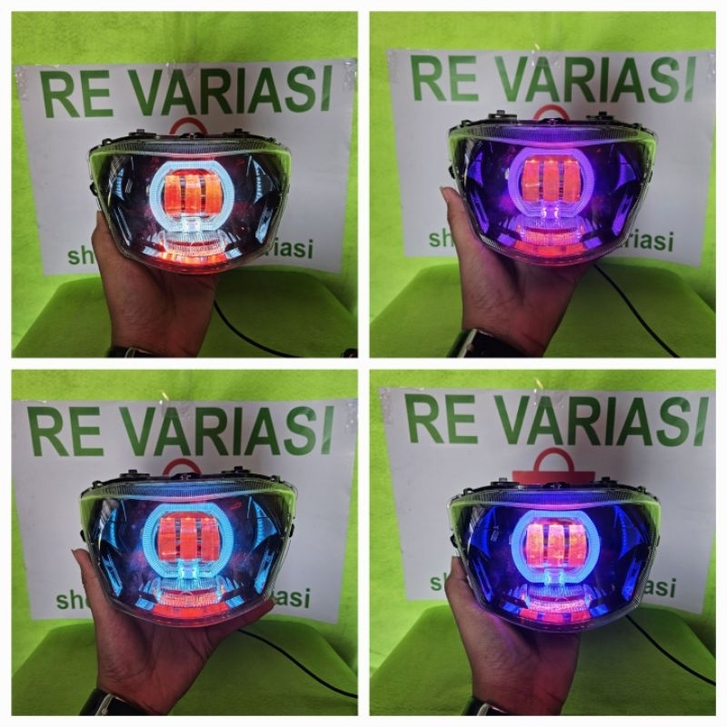 LAMPU DEPAN MIO J COSTUM DAYMAKER BILED 3 LENSA