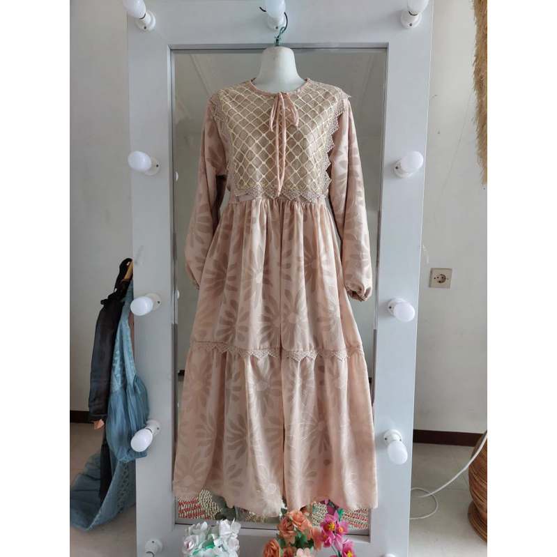 Aline dress seruty motif - gamis muslimah