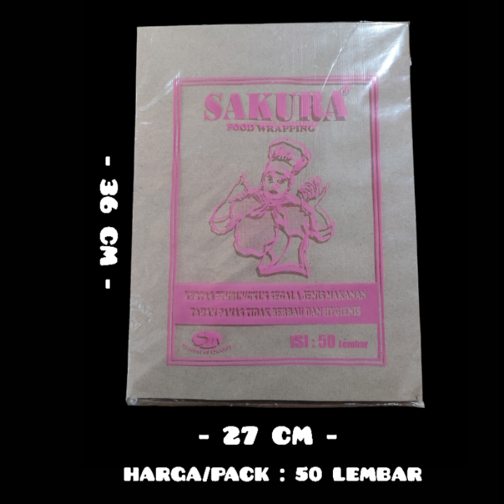 

Kertas Nasi Coklat Kertas Pembungkus Segala Jenis Makanan SAKURA @ 50 Lembar