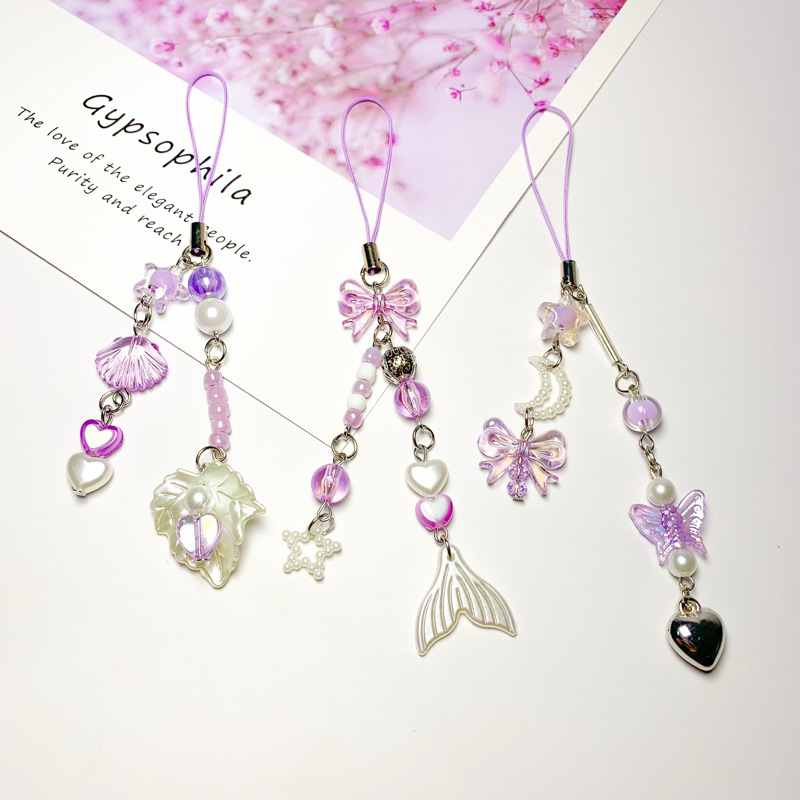 Kilau Acc - Gantungan hp manik manik candy purple series / Phone strap beads / bag charm / gantungan