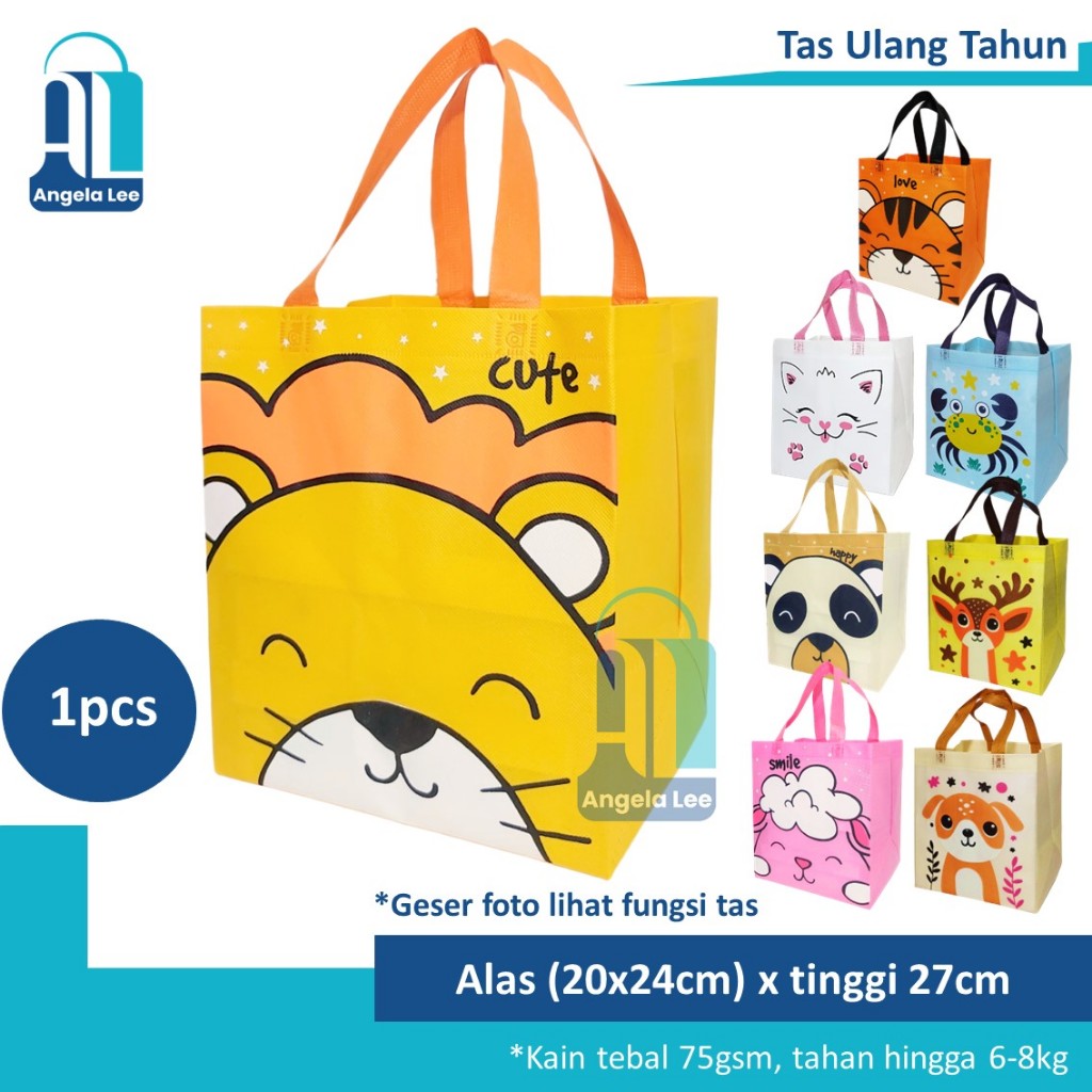 

Tas Kain Spunbond Tebal Karakter Animal Ulang Tahun Anak Tas Ultah Souvenir Goodie Bag 1pcs