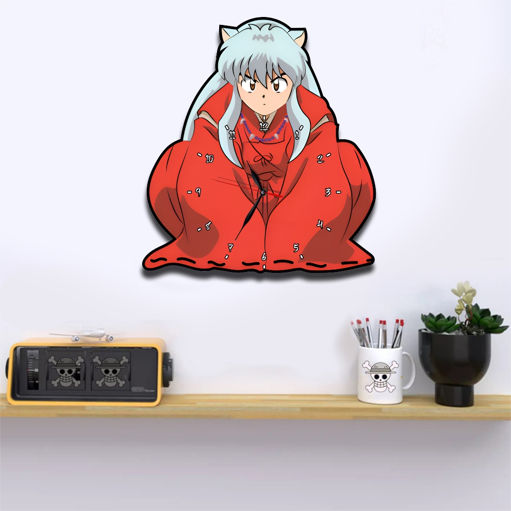 Jam Dinding Pola Unik Design Inuyasha Free Vintage Box + Baterai RajaAnime